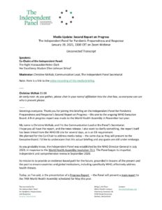 Download Co-Chairs of the Independent Panel media briefing on the Second Report on Progress, 19 January 2021.